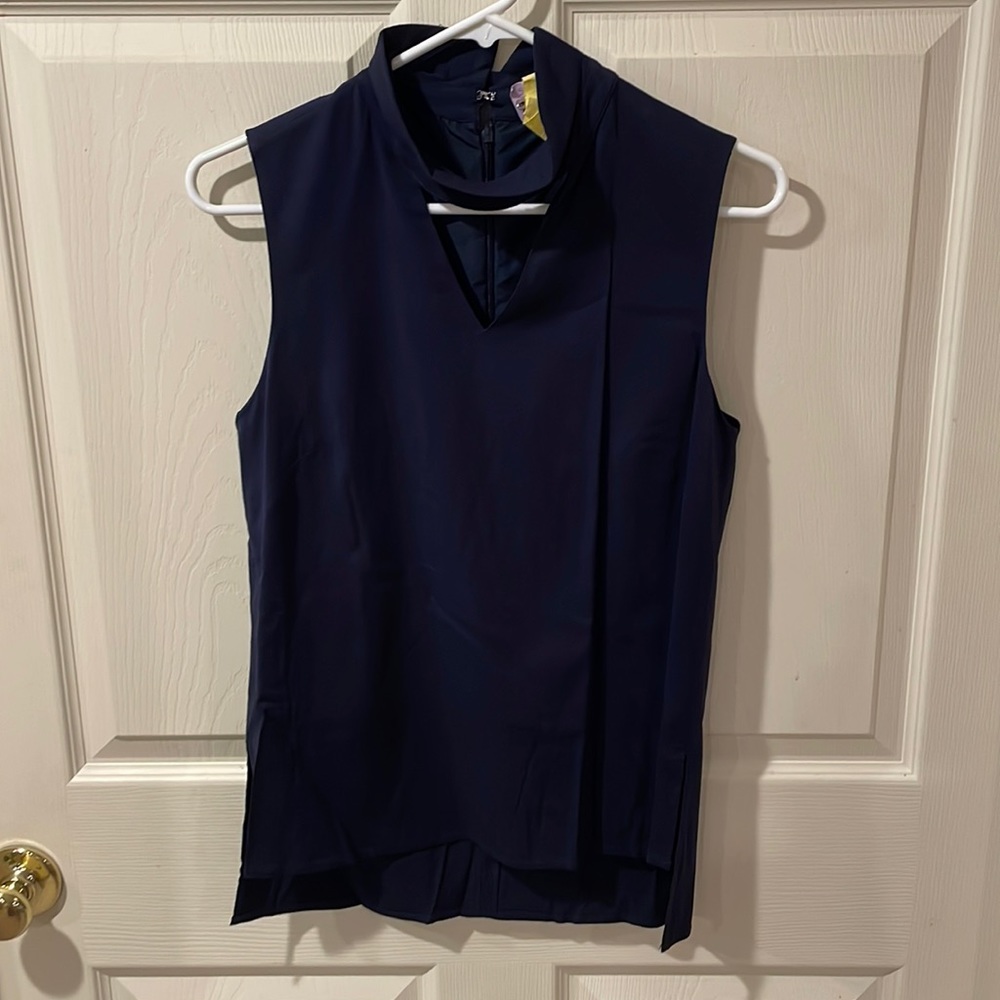 Tribal Jeans navy blue sleeveless top.  Size small.  Fully lined.